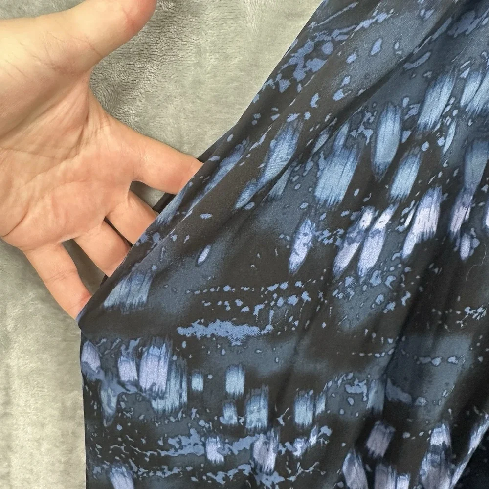 Melissa McCarthy Seven7 Dress Women's 1X Blue Black Abstract Print Dolman Tie
